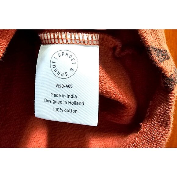 Sproet & Sprout Rust Red Sailboat Print Girls Dress 100% Cotton Long Sleeve Elas - Picture 4 of 5